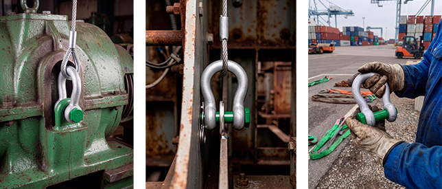 Green Pin Slim Shackle applications