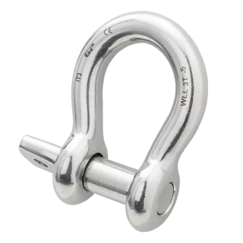 Stainless steel bow shackle with screw pin