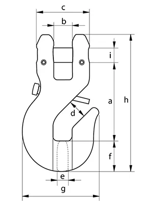 Green Pin Tycan<sup>®</sup> Grab Hook CL GR10 linedrawing