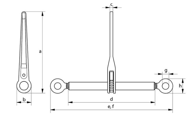 Green Pin Tycan<sup>®</sup> Ratchet Loadbinder GR10 linedrawing