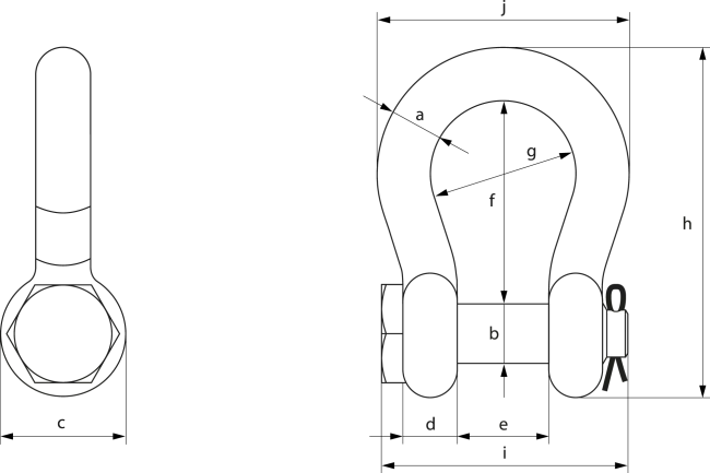 Green Pin<sup>®</sup> Bow Shackle SCP Line drawing
